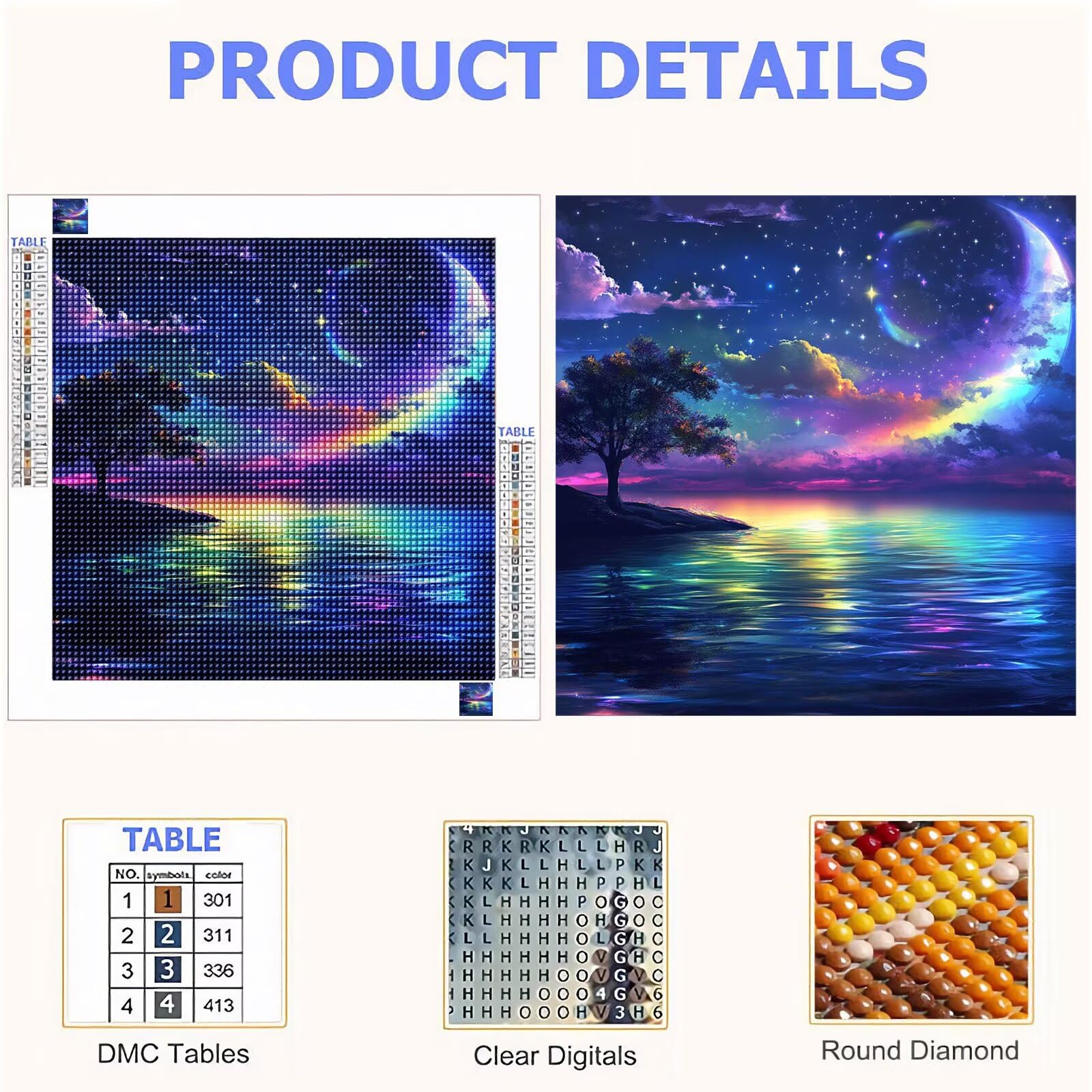 5D Diamond Painting Kit Completo, Diamond Painting Mare DIY Hobby Creativi Adulti Pittura Diamante Strass Mosaico Kit per Bambini Principianti, Decorazioni Casa Parete Cielo stellato 70x70cm FX#491