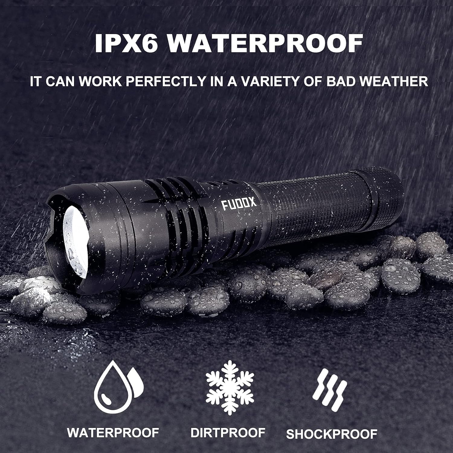 90000 Lumens Rechargeable LED Flashlight, 5 Modes Adjustable Focus High Lumens Tactical Flashlights with 5000mAh 26650 Rechargeable battery - - 