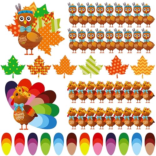 BBTO 36 Sets Thanksgiving Turkey Craft Kit 36 Pcs Turkey