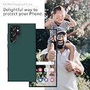 YATWIN Silicone Back Case for Samsung Galaxy S22 Ultra, Soft-Touch Phone Back Cover for Samsung Galaxy S22 Ultra - Dark Green gallery image