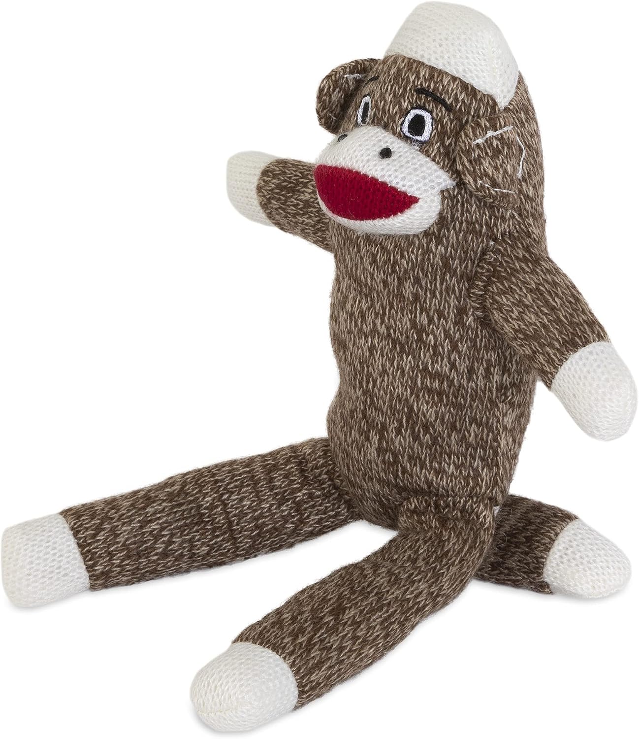 Pet Qwerks Plush Interactive Dog Toys - Sock Monkey Squeaker Toy - 10 in