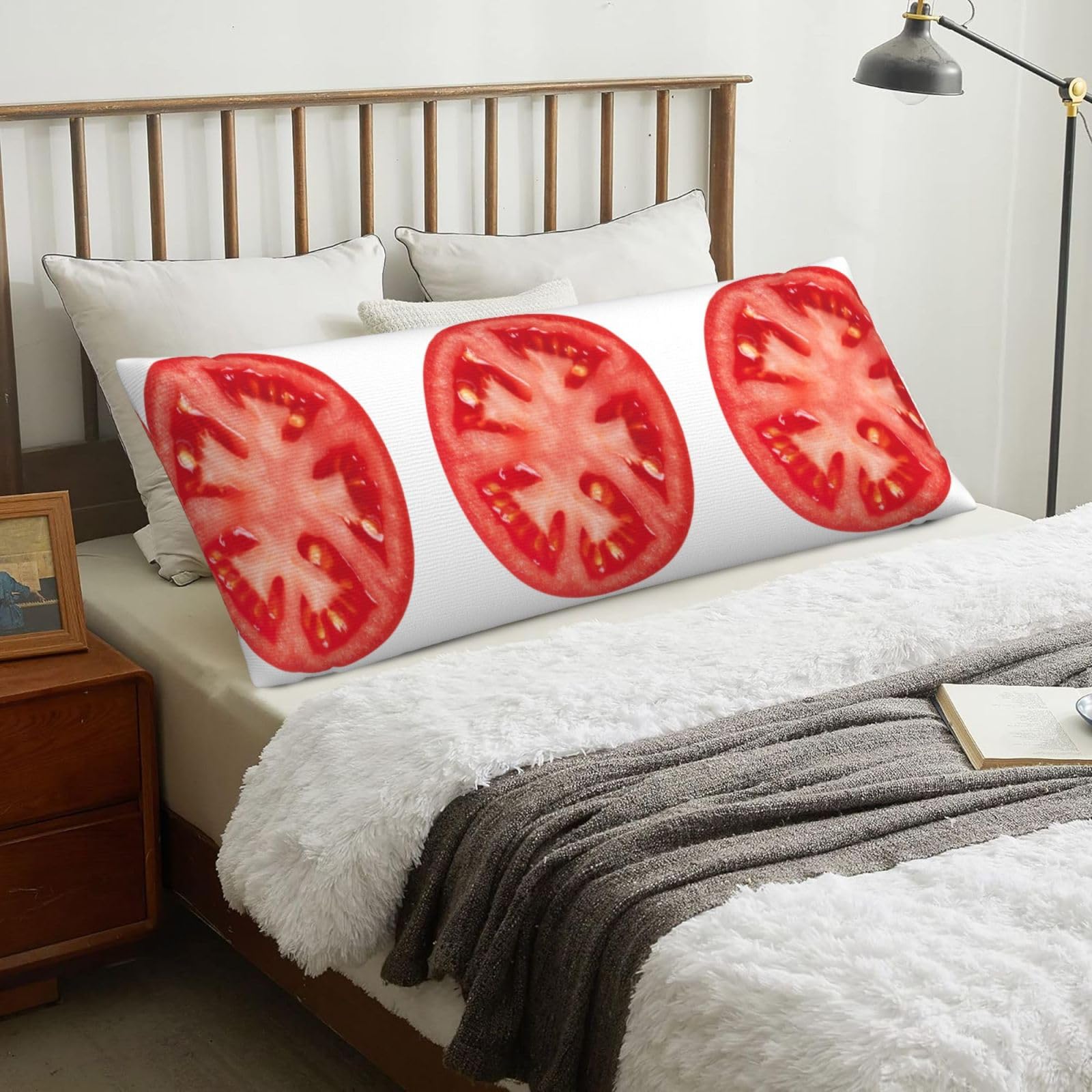 Tomato Slice, Body Pillow Cover with Zipper,Long Body Pillowcase 20 x 60 in
