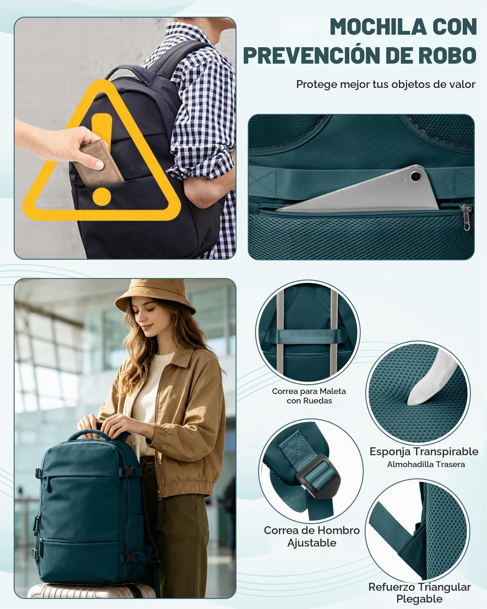 SZSYCN Mochila Viaje Cabina Avion 40x30x20 Ryanair Wizzair 40x20x25 Mochila Compresión al Vacío para Hombre, Bolsa de Viaje Equipaje de Mano 40x30x20 Vueling Maleta De Vacío Para Mujeres