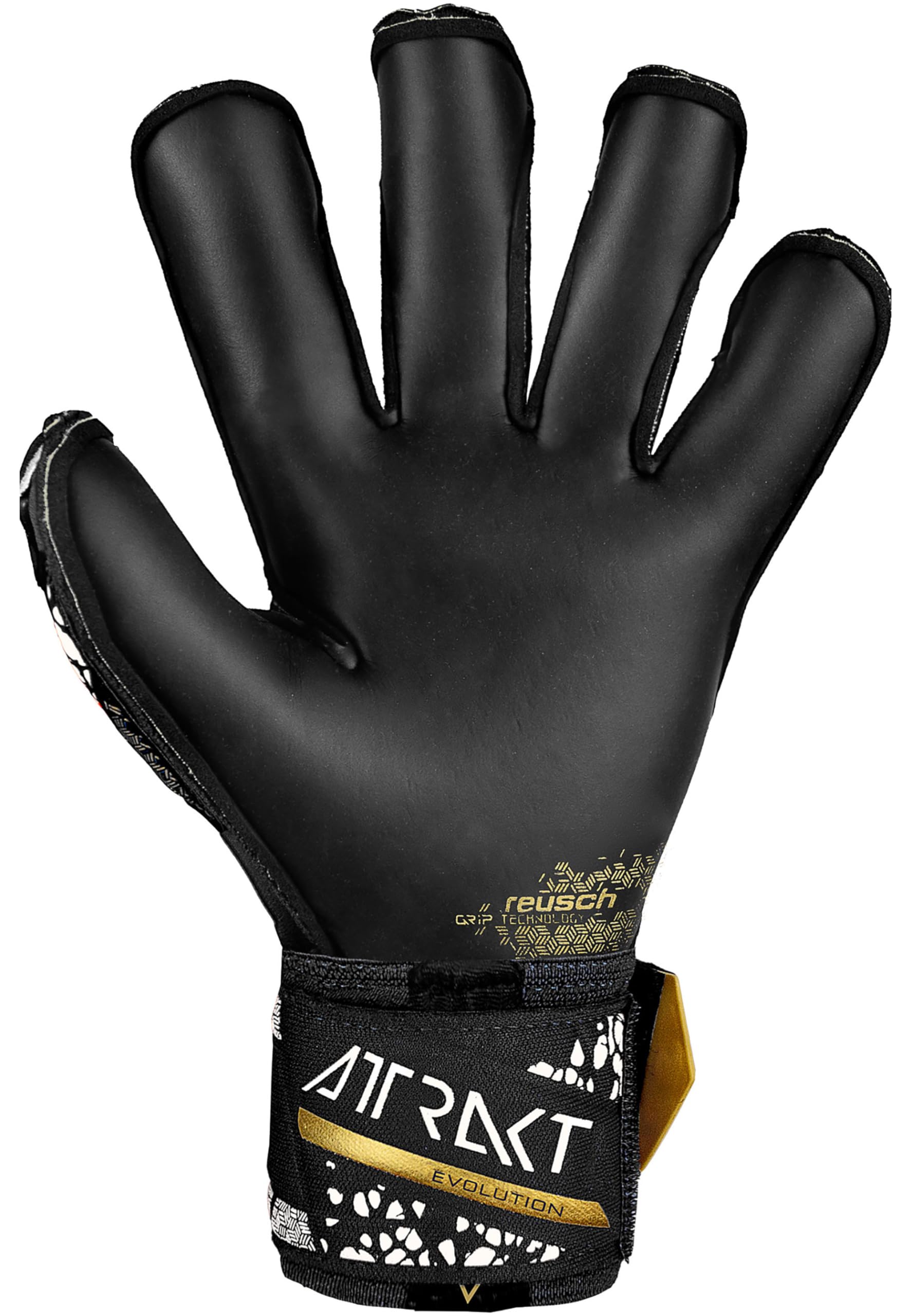Reusch Profi Torwarthandschuhe Erwachsene | Fingerschutz | starker Grip mit Latexerweiterung | atmungsaktiv | für Training & Spiel | Natur- & Kunstrasen | Attrakt Gold X Evolution Cut Finger Support