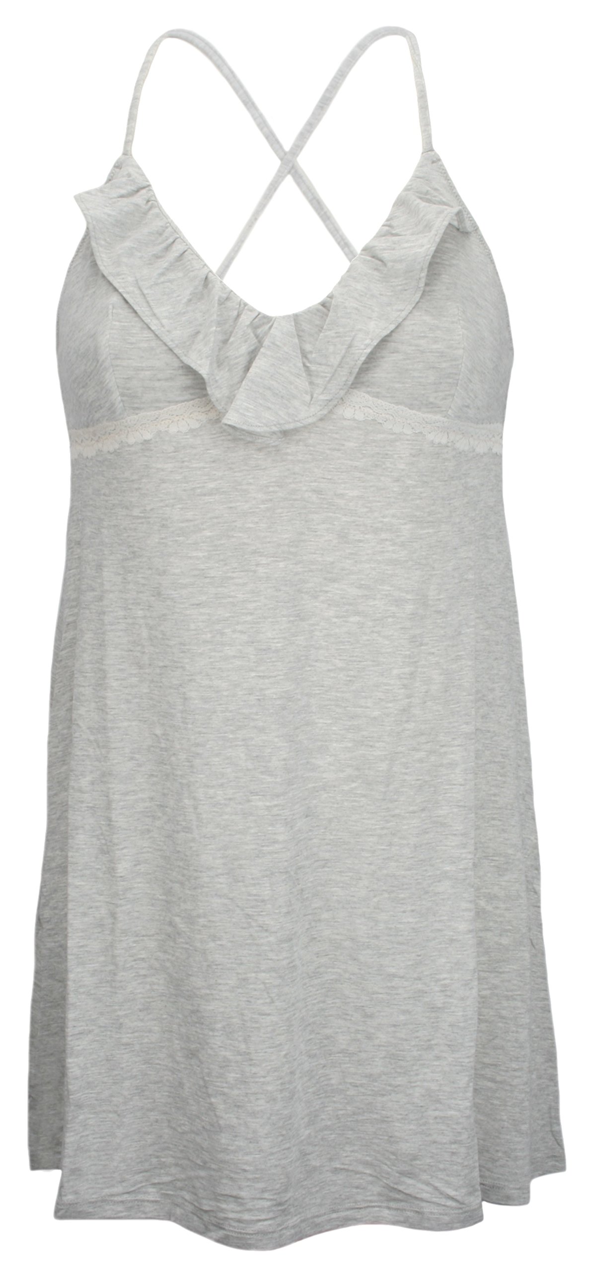 Ex-StoreSoft Modal Jersey Chemise with Lace Trim Grey