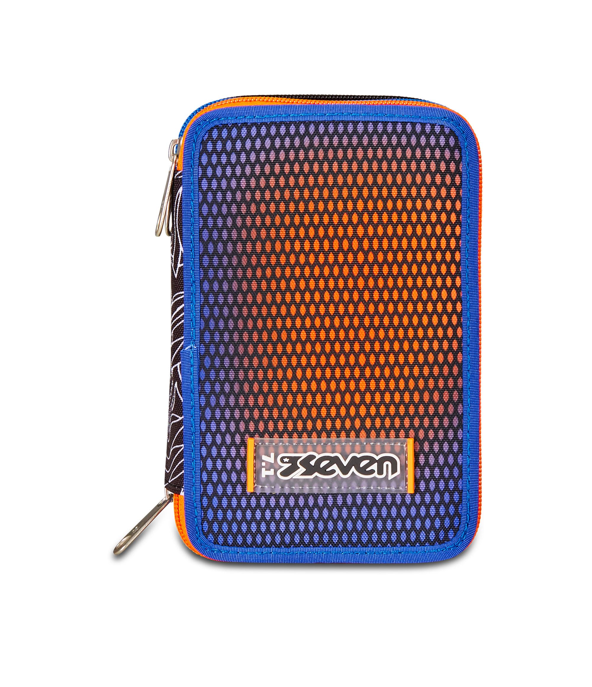 Seven Astuccio Scuola 3 Zip, Reflex Blue, Shadefull Boy, Portapenne Triplo Scomparto Completo Di Penne, Matite, Colori, Accessori Zaino, Elementari, Medie, Superiori, Ragazzo Ragazza