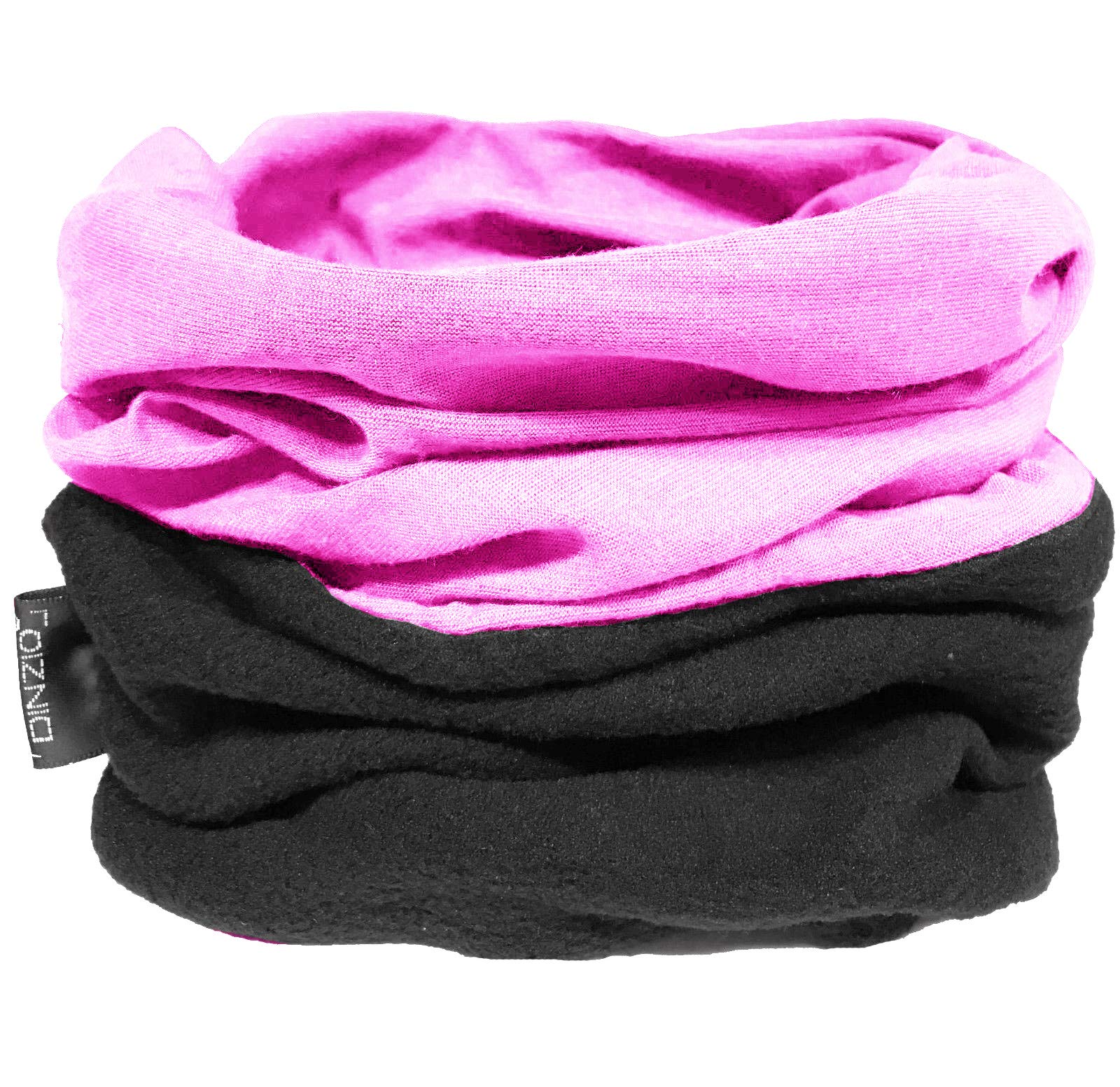 Multifunctional Snood Neck Warmer for Men. Scarf Hat Hood Balaclava with Fleece Section Dusky Pink