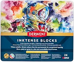 Derwent, Bloco Inktense Aquarelável 24 Cores Estojo Lata, 2300443