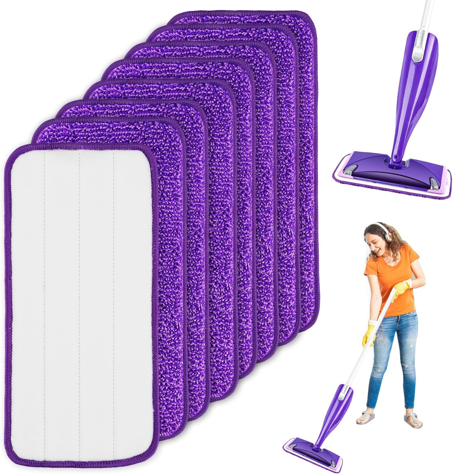 8 Pack for Flash Power Mop Refill Pads Kit, Reusable Spray Microfibre Mop Replacement Pads, for Flash Speed Mop Refill Pads, for Wet Dry Floor, CleaningHardwood Laminate Floor