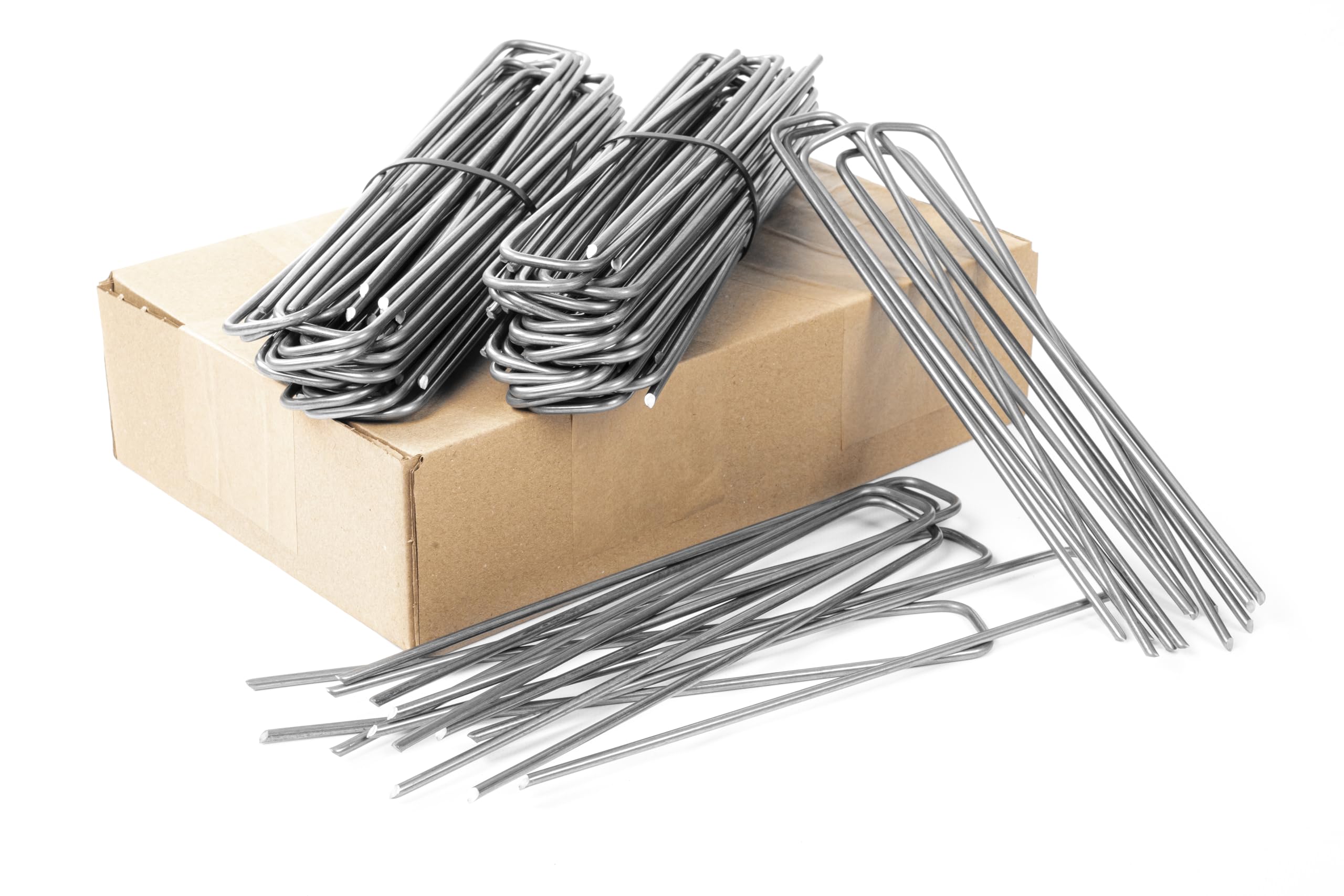 (100 pièces) Sardines de Fixation Non Galvanisé - Long 250 mm, Larg 35 mm, Ø 4 mm - Paillage Jardin - pour Le Geotextile Anti Repousse, Toile de Paillage
