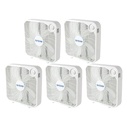 Hurricane 5 Pack Floor Box Fan, 3 Speed Powerful & Quiet Cooling, Classic, 20"