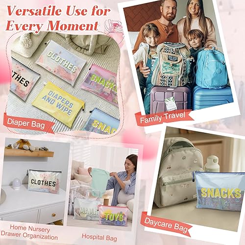 Miniatura 7 de 6 bolsas organizadoras de bolsas de pañales para el trabajo de parto y parto, organizador de bolsas de pañales esenciales de maternidad para mamá de