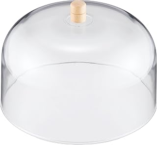 Suncraft PP-551 Cake Dome, Made in Japan, Styrene Resin, 9.8 x 7.1 inches 25 x 18 cm, Wooden Knobs, Confectionery, Pastry Chef, Transparent