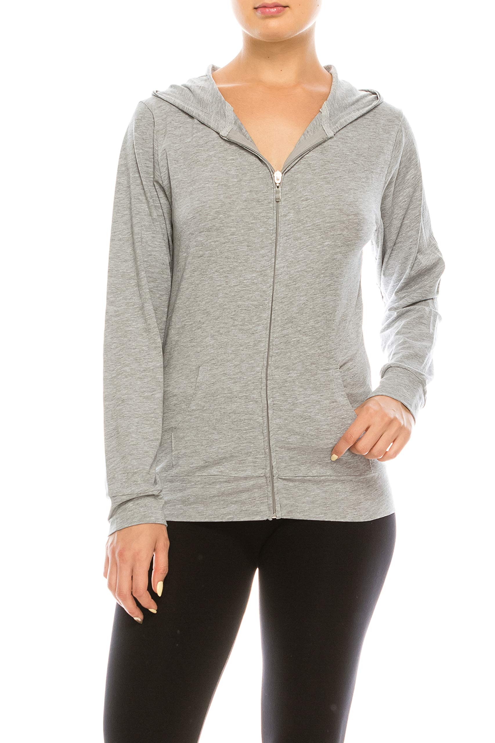 RENESEILLE Women's Hoodie Jacket Sweatshirt - Casual Full Zip Up Long Sleeve Slim Fit Workout Basic Active Hooded Top