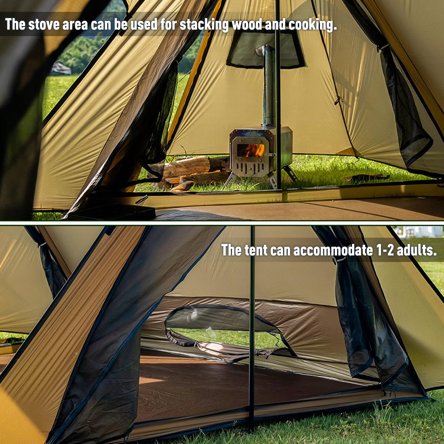 POMOLY Stovehut 20D Tente Ultra légère, Camping extérieur Tente Chaude