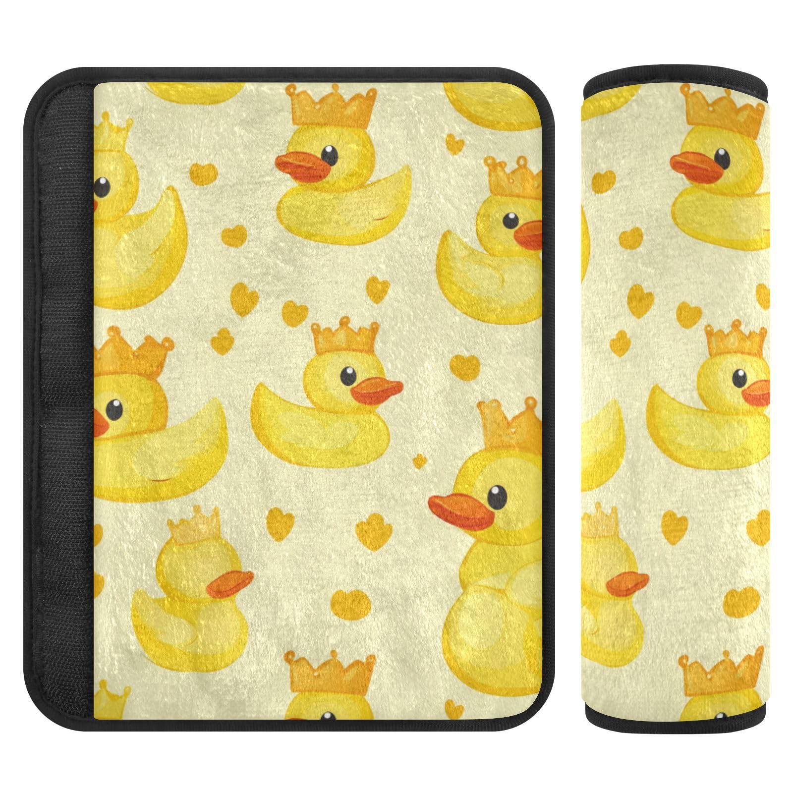 Seat Belt Covers 2 Pack Yellow Duck Crown Car Seat Strap Covers Super Soft Cute Car Seat Neck Cover for Boys Girls Adults Babies S