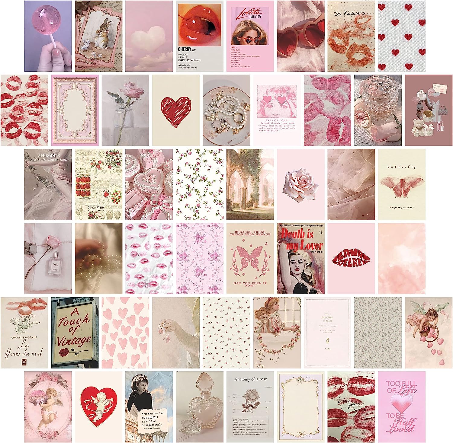 Coquette Aesthetic Wall Art, 50pcs Posters, 4x6 inch, Pink, Vintage Prints for Room Decor (Coquette) (B0D7N1LZFF) Amazon Price History, Amazon Price Tracker