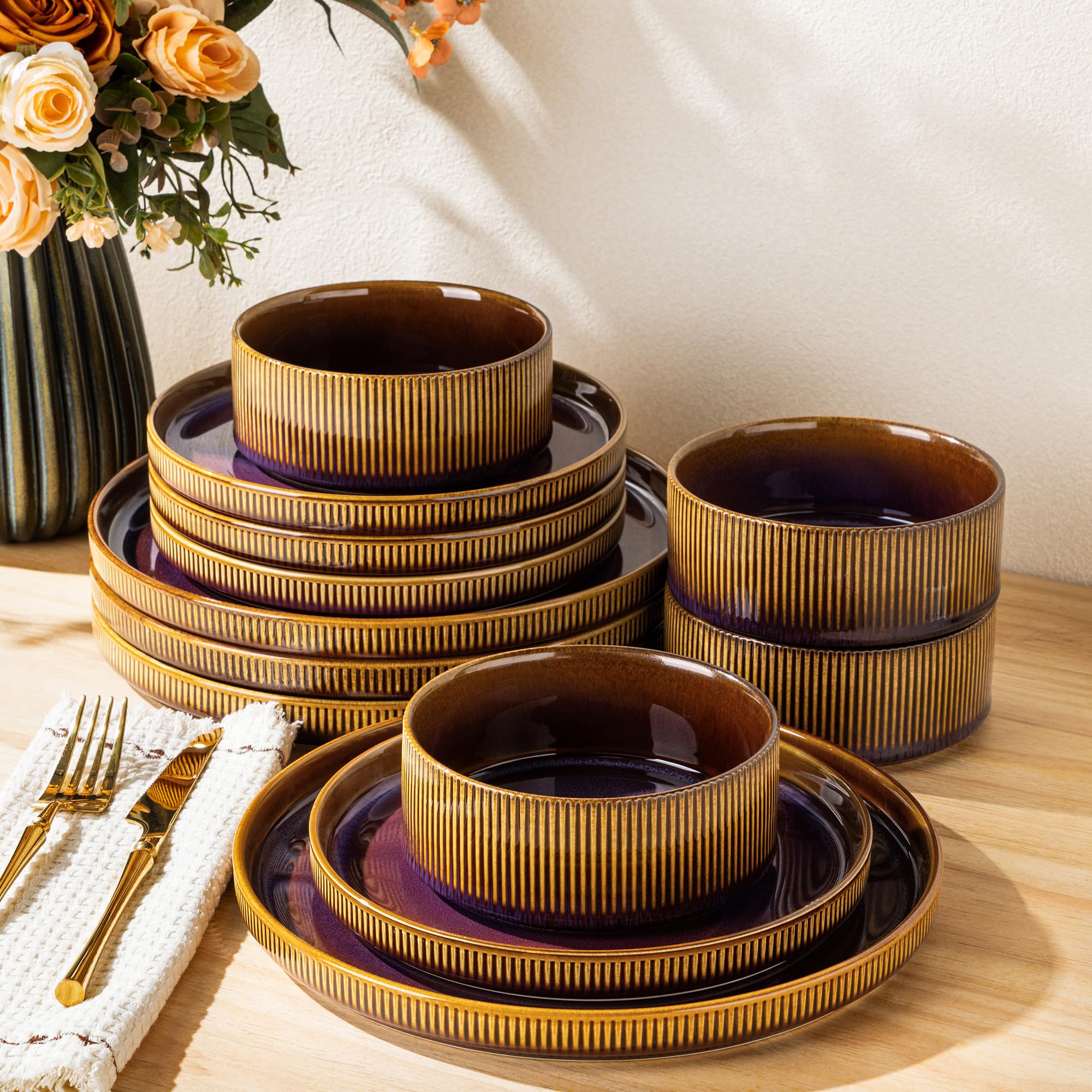 Amazon.com | TheTerra Ceramic Dinnerware Sets for 4, 12 Pieces