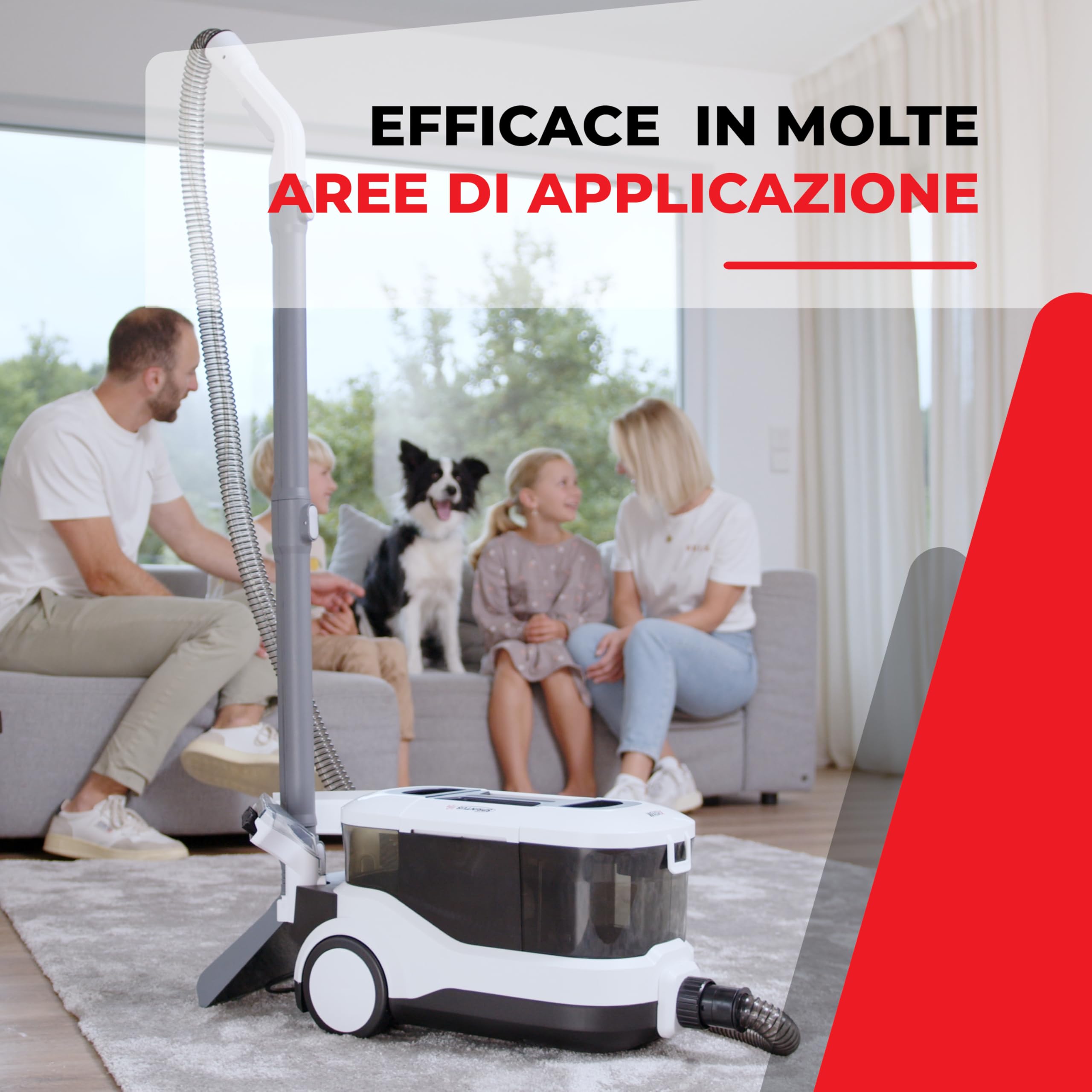 SPOTTY lavatappeti e divani con potenza di aspirazione di 170 mbar per una pulizia profonda di tappeti, tappezzeria, peli di animali, auto e pavimenti duri | Pulitore igienico per tappeti [67 dB]