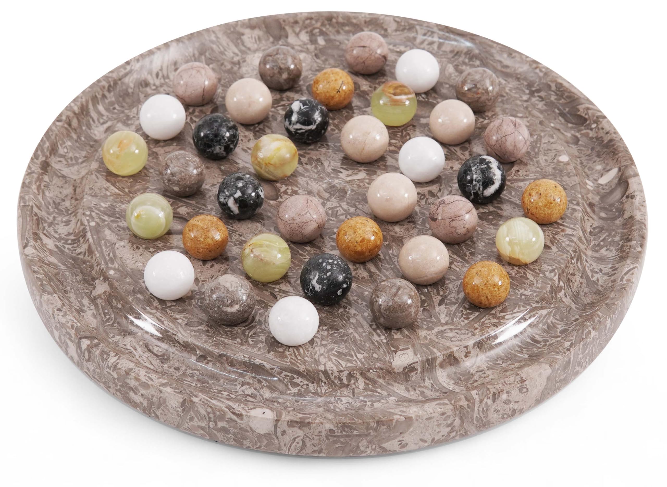 Radicaln Marble Solitaire 10 Inch Board - Handmade Black Tray with 42 Marble Balls - Stimulating Strategy Game for Adults and Ball Puzzle — image 1