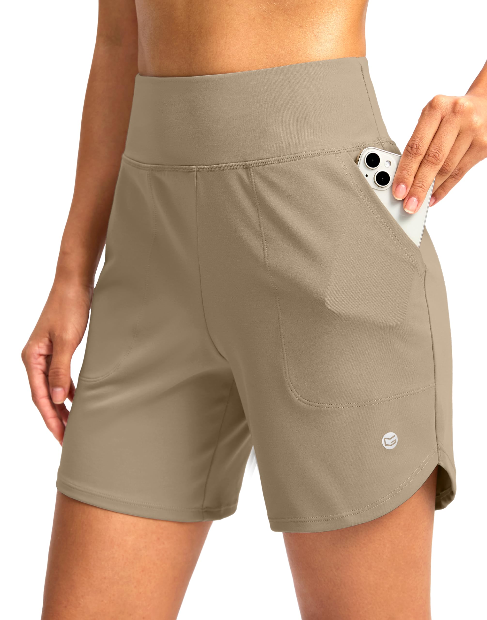 G Gradual Women's Athletic Shorts 6" High Waisted Stretchy Bermuda Shorts for Women Quick Dry Summer Casual Shorts