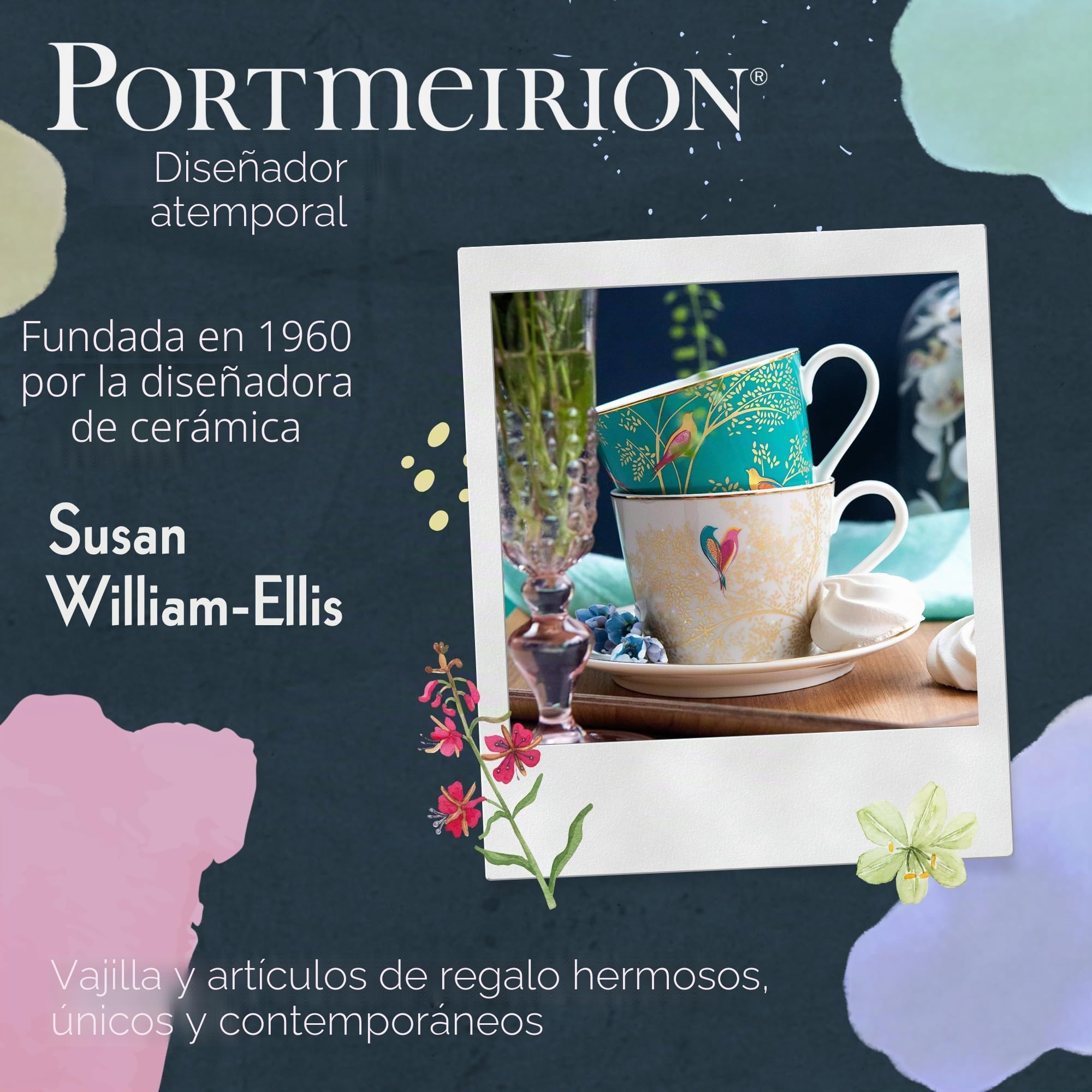Sara Miller para Portmeirion Chelsea Taza y platillo, cerámica, Verde, 230 x 185 x 95 cm