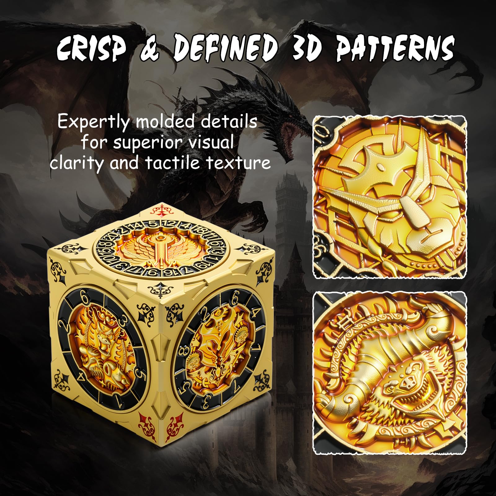 DNDND Luxury Gold Multi-Functional Spinner DND Dice - Image 2
