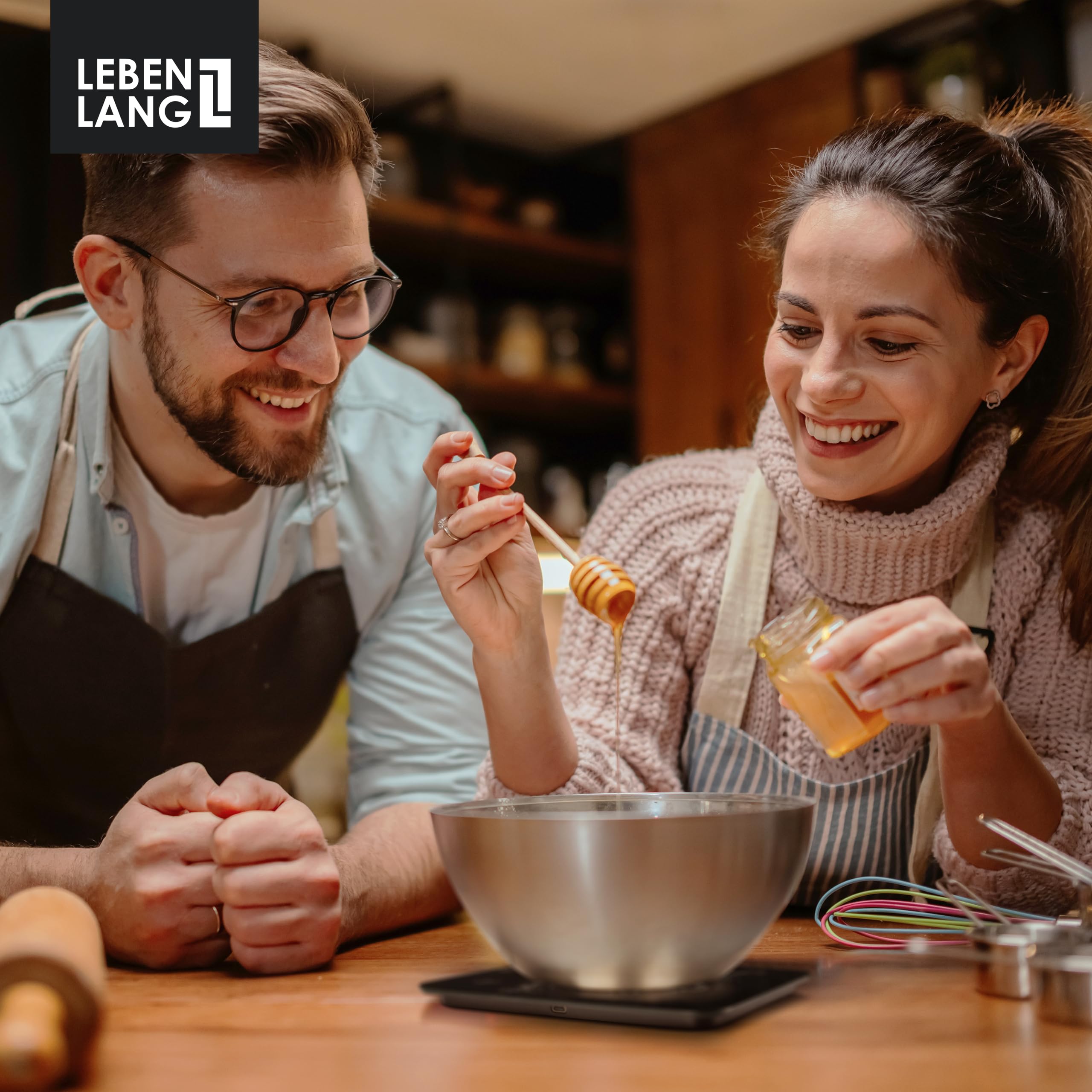 LEBENLANG Bilancia cucina digitale impermeabile - Ricaricabile tramite USB & Incl. Cavo di ricarica I Fino a 10 kg I Bilancia cibo Pesa da cucina & alimenti professionale Kitchen scale Bilance pasta