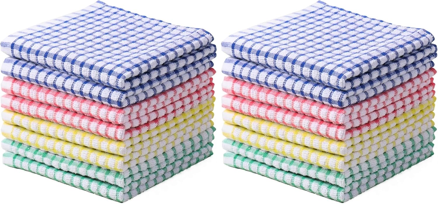 Oeleky Dish Cloths for Kitchen Washing Dishes, Super Absorbent Dish Rags, Cotton Kitchen Dish Towels Pack of 16, 12x12 Inches