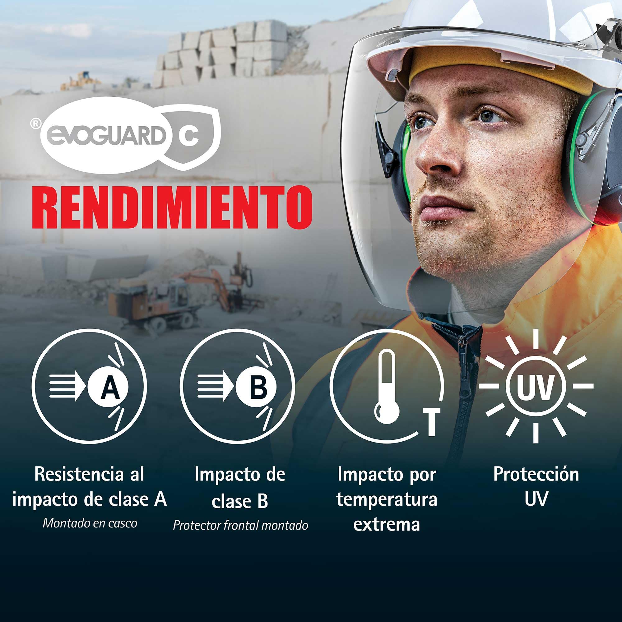 JSP EVOGuard C2 Visor Transparente Antivaho y Antirayaduras Industrial | Visor de policarbonato antivaho y antirayaduras con protección UV. EN 166 & EN 170 certificado.