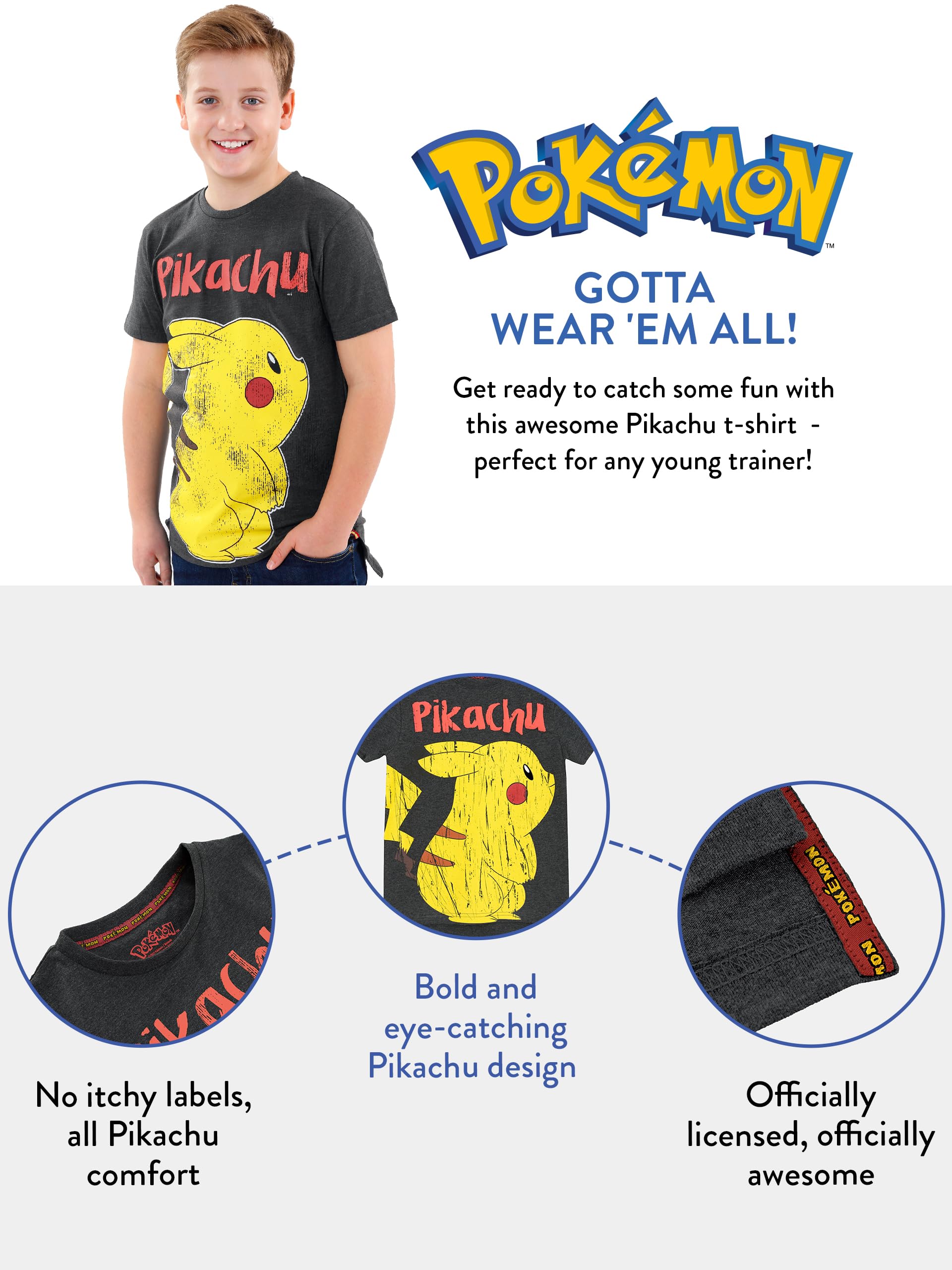 Pokémon - Camiseta para niño Pikachu