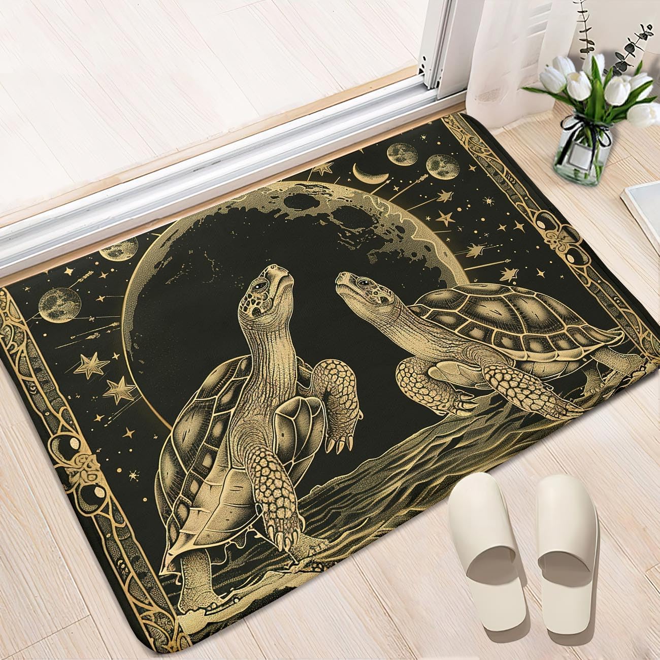 Tortoise Rug - Tortoise Rug for Kids Boys Outer Space Tortoises Rugs for Bedroom Tortoises Area Rugs, 35" L x 23" W
