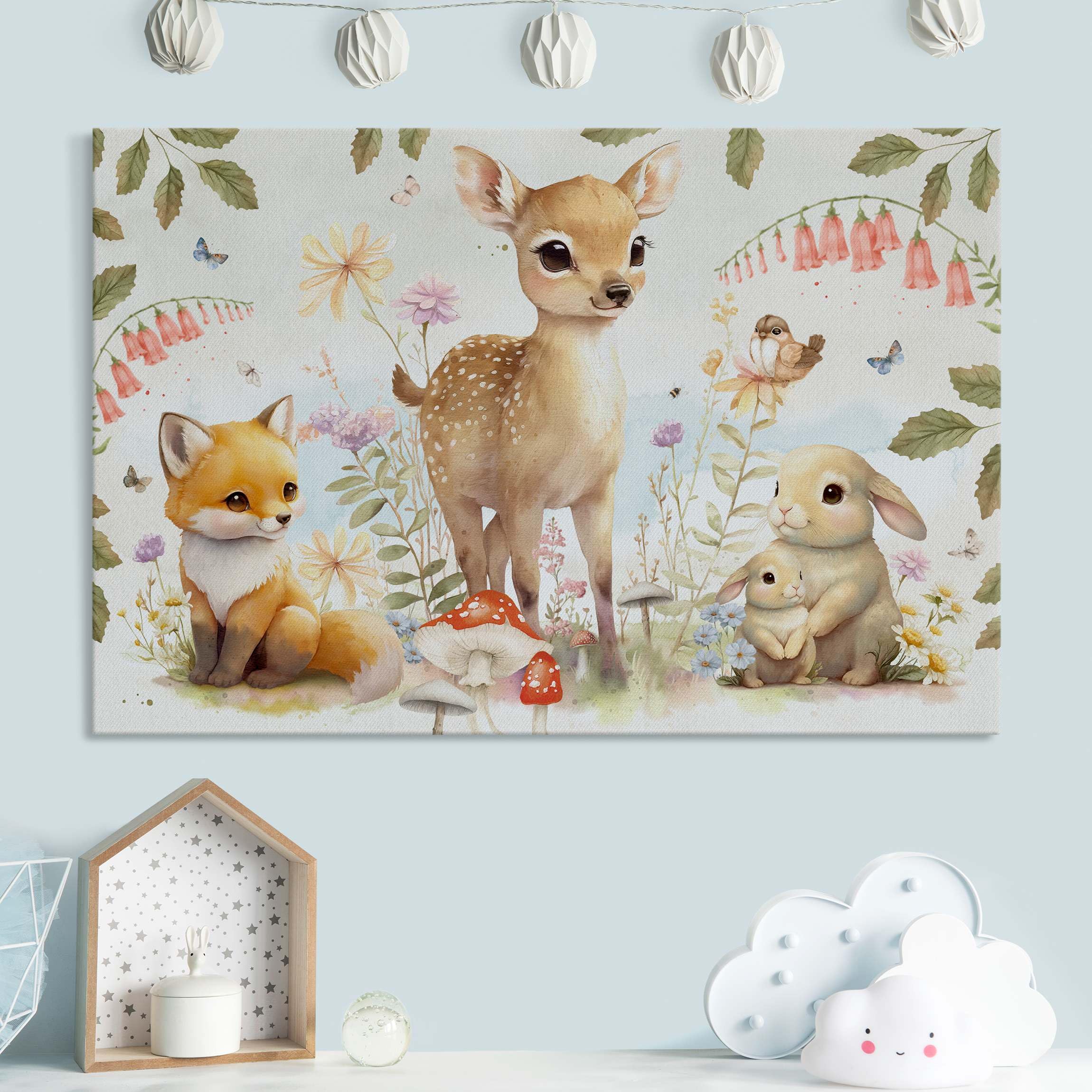 micasia Akustikbild Kinderzimmer Schallschutzbild 4cm Keilrahmen & Schallabsorber - Kunstkopie Aquarell bunt Mädchen Jungen Bild für bessere Raumakustik 1819 (150x100cm)
