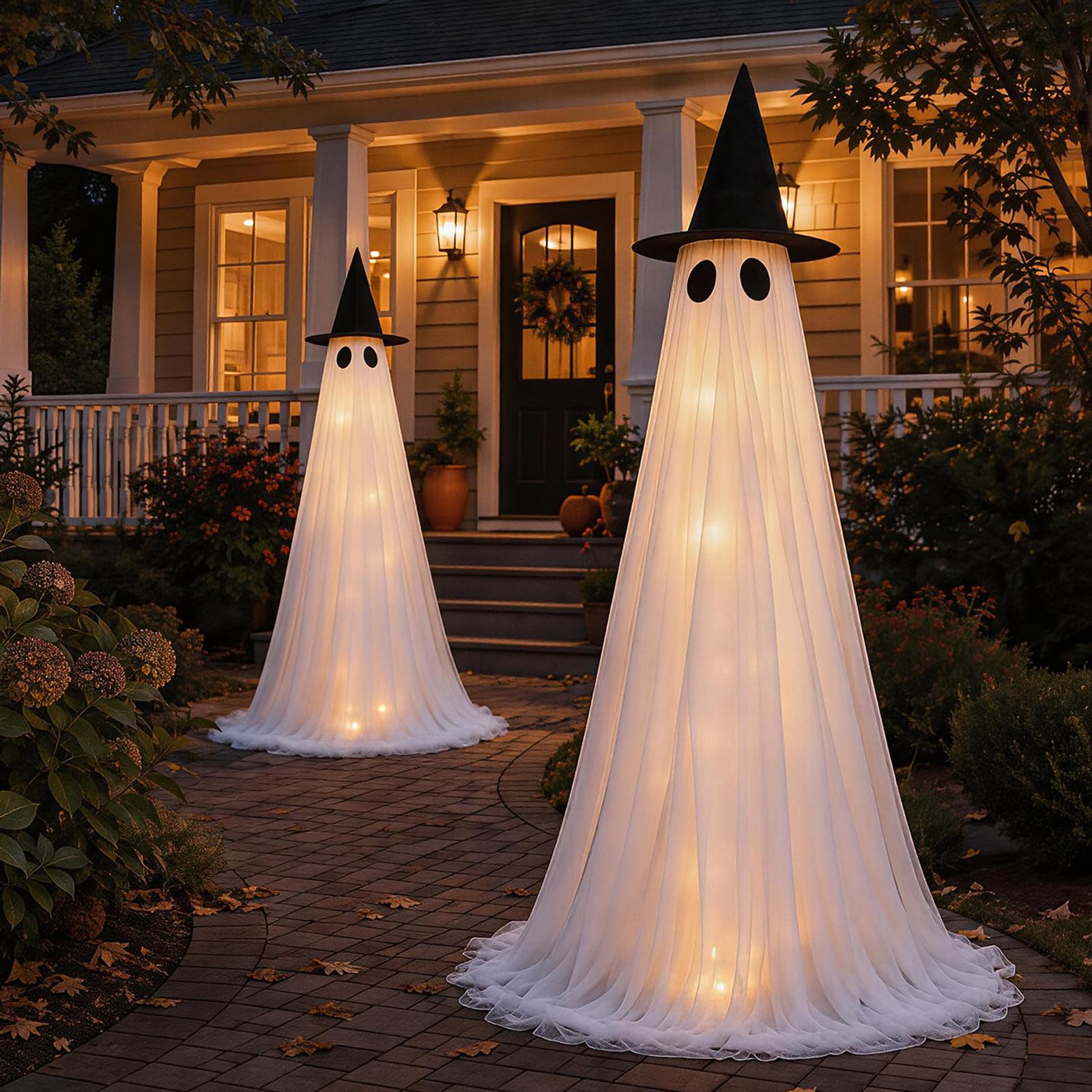 2 Pack 5 Ft Large Light Up Ghost Decor - Halloween Decorations Outdoor 2PK-LARGE-LED-GHOST