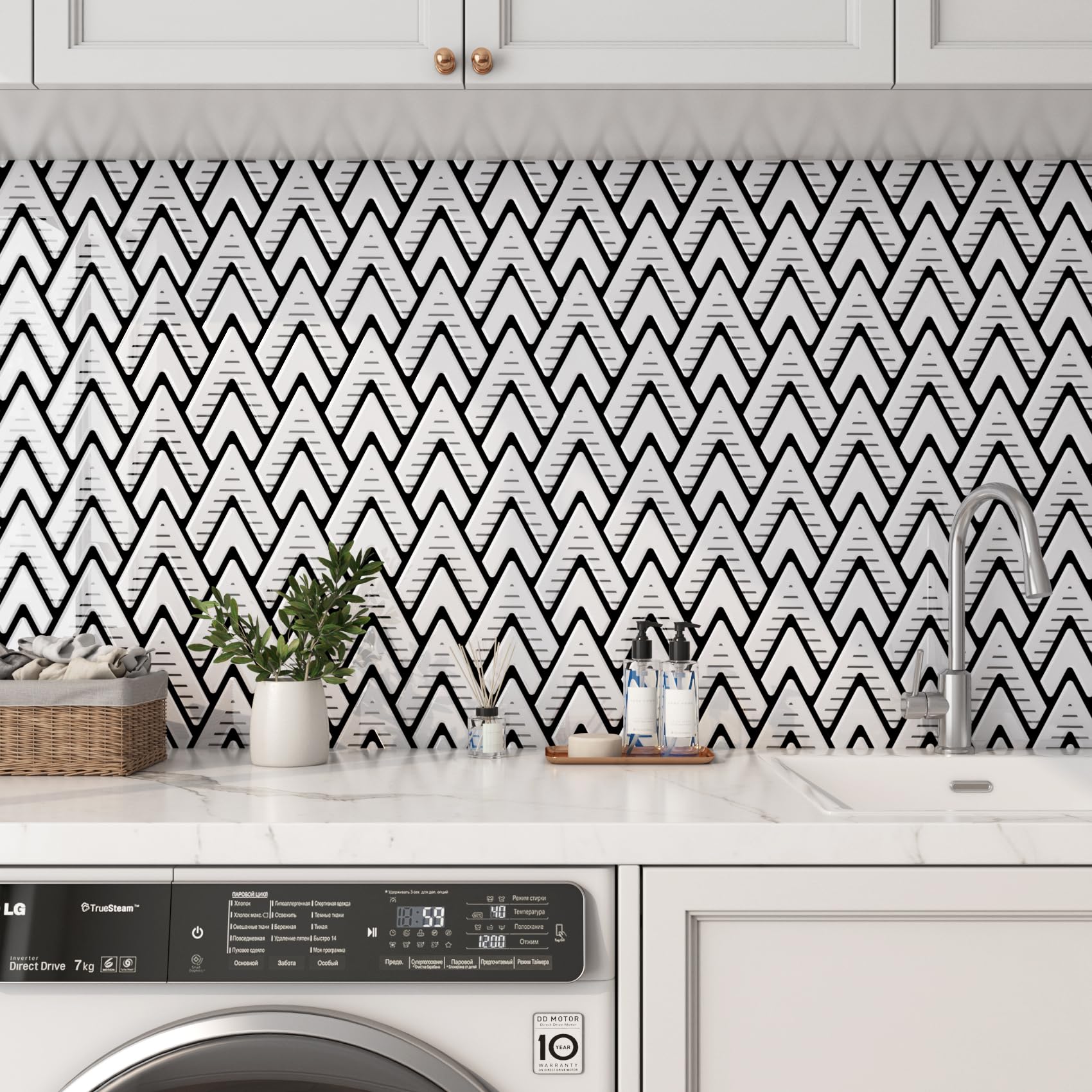 FunStick Piastrelle Adesive Bagno Mosaico 3D Impermeabile Mattonelle Adesive Cucina per Muro Bianco Rivestimento Cucina Adesivo PVC Pannelli Murali Mosaico 30×30CM 15 Piastrelle Autoadesive Muro 3D