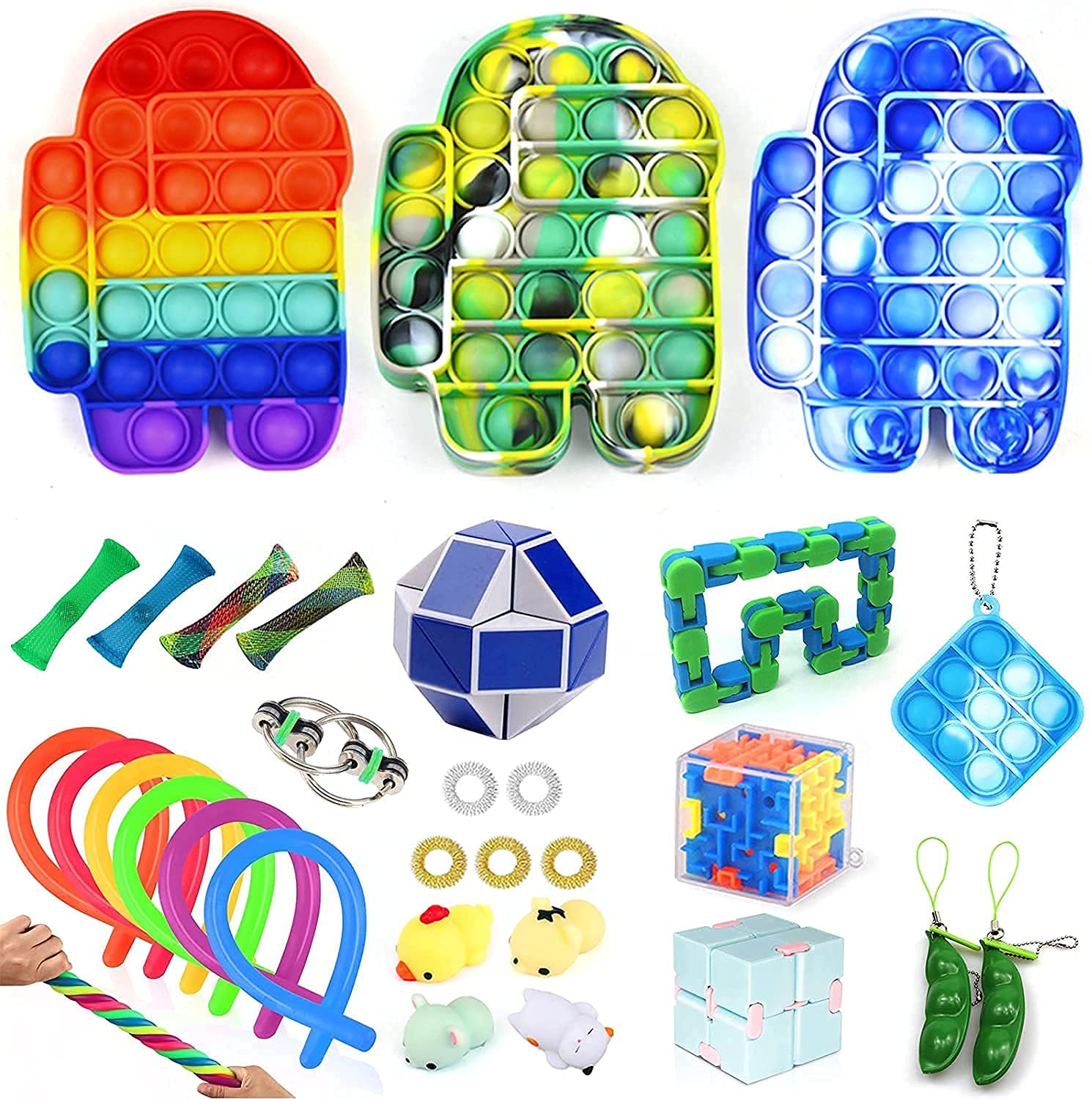 Moonman Sensory Fidget Toys Set Stress Relief Hand Toys for Kids Autism Adults Perfect for Birthday Party Favors School (Spaceman)