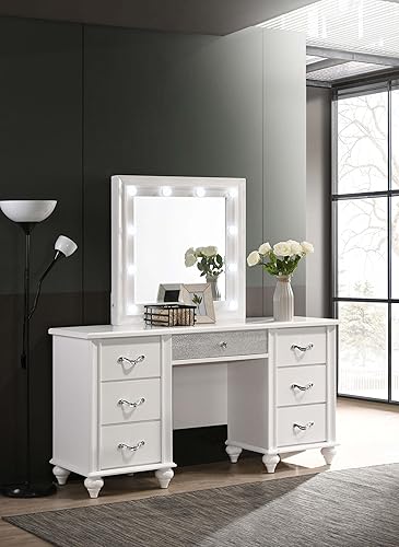 Miniatura 2 de Coaster Home Furnishings - Barzini - Wood - 7-Drawer Vanity Table with Mirror, 10 LED Lights, Chrome Handles and Diamond-Like Accents - Bedroom -