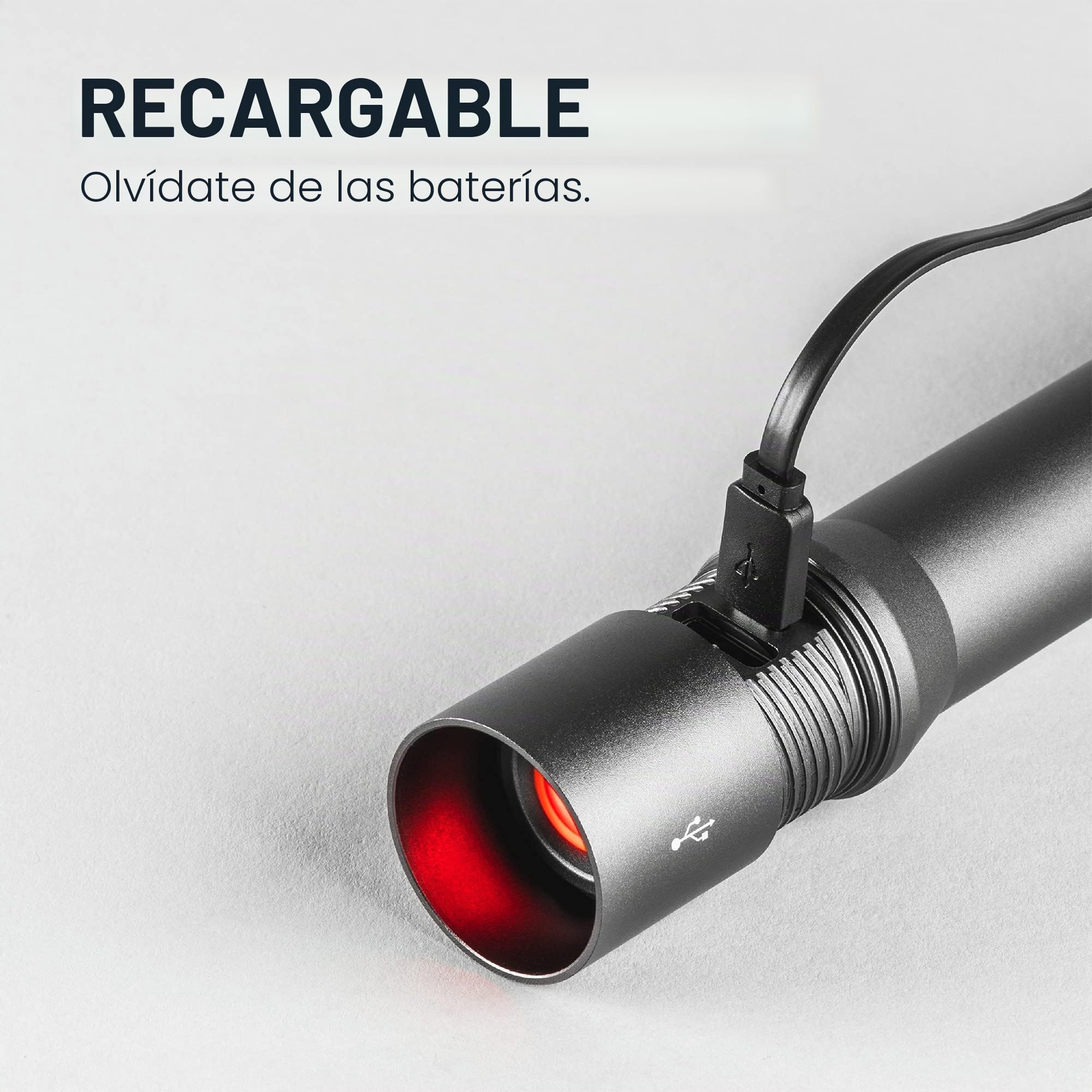 NEBO Davinci NEB-FLT-0020-G Linterna recargable LED negra 2000 lúmenes | Batería 18650 con batería externa - NEB-FLT-0020-G - Gris | 4 modos hasta 2000 lm y 259 m, autonomía hasta 20 h, zoom 3x, base magnética, IP67, batería 18650 y función Power Bank.
