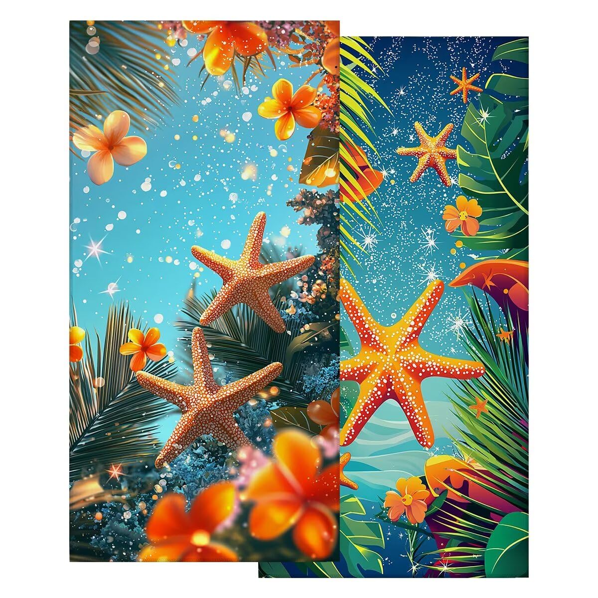 Toalla Playa 100x220 cm, Toalla Gimnasio Microfibra Secado Rapido, Juego de 2 Antiarena Toallas de Playa, Ligera Compacta Toallas Microfibra Grande, Regalo Hombre Regalo Mujer (Estrella de mar) -4973