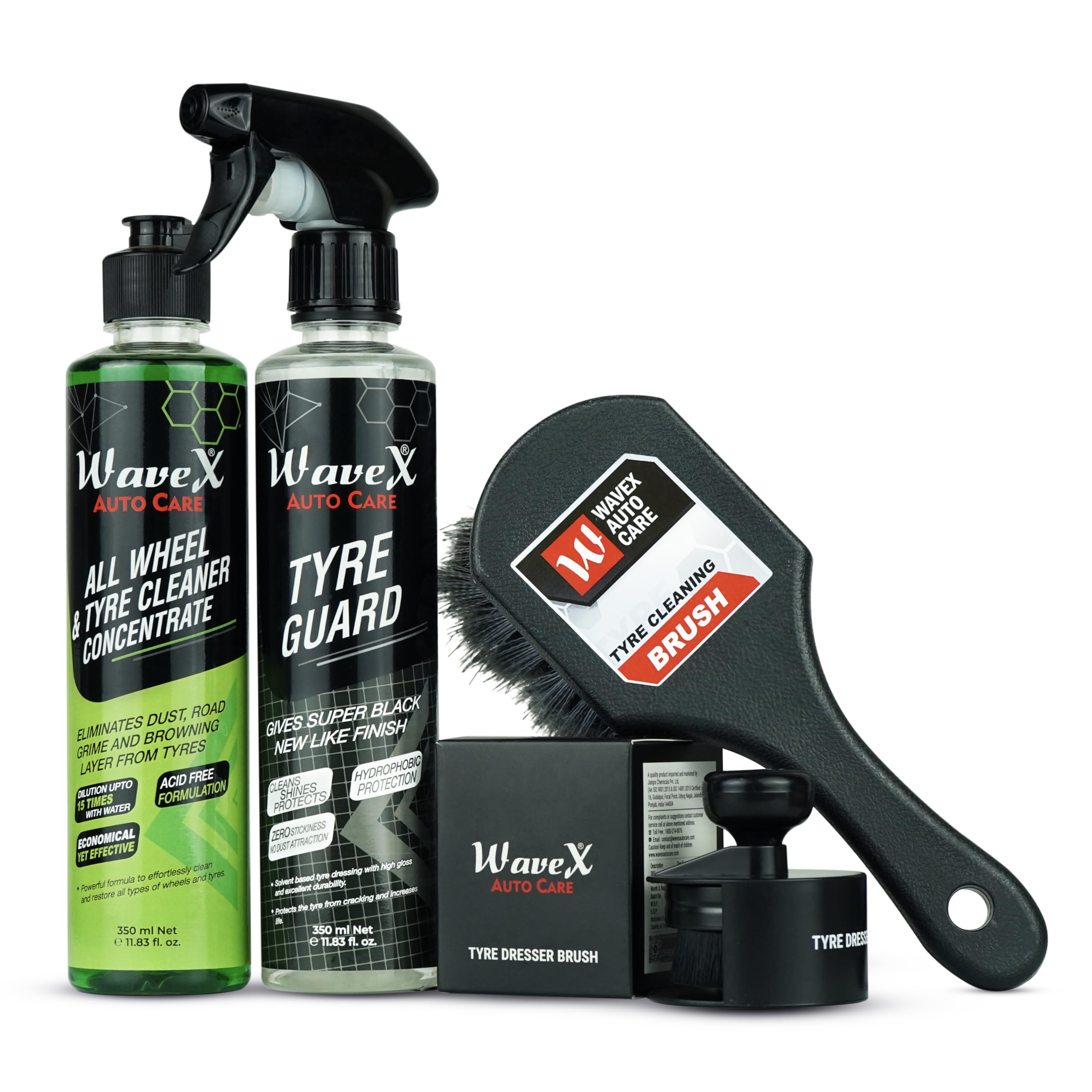 Wavex Tyre Polish and Cleaner Includes Tyre Polish 350ml, Tyre and Wheel Cleaner 350ml, Cleaning Brush, Microfiber Cloth and Foam Applicator-image-23
