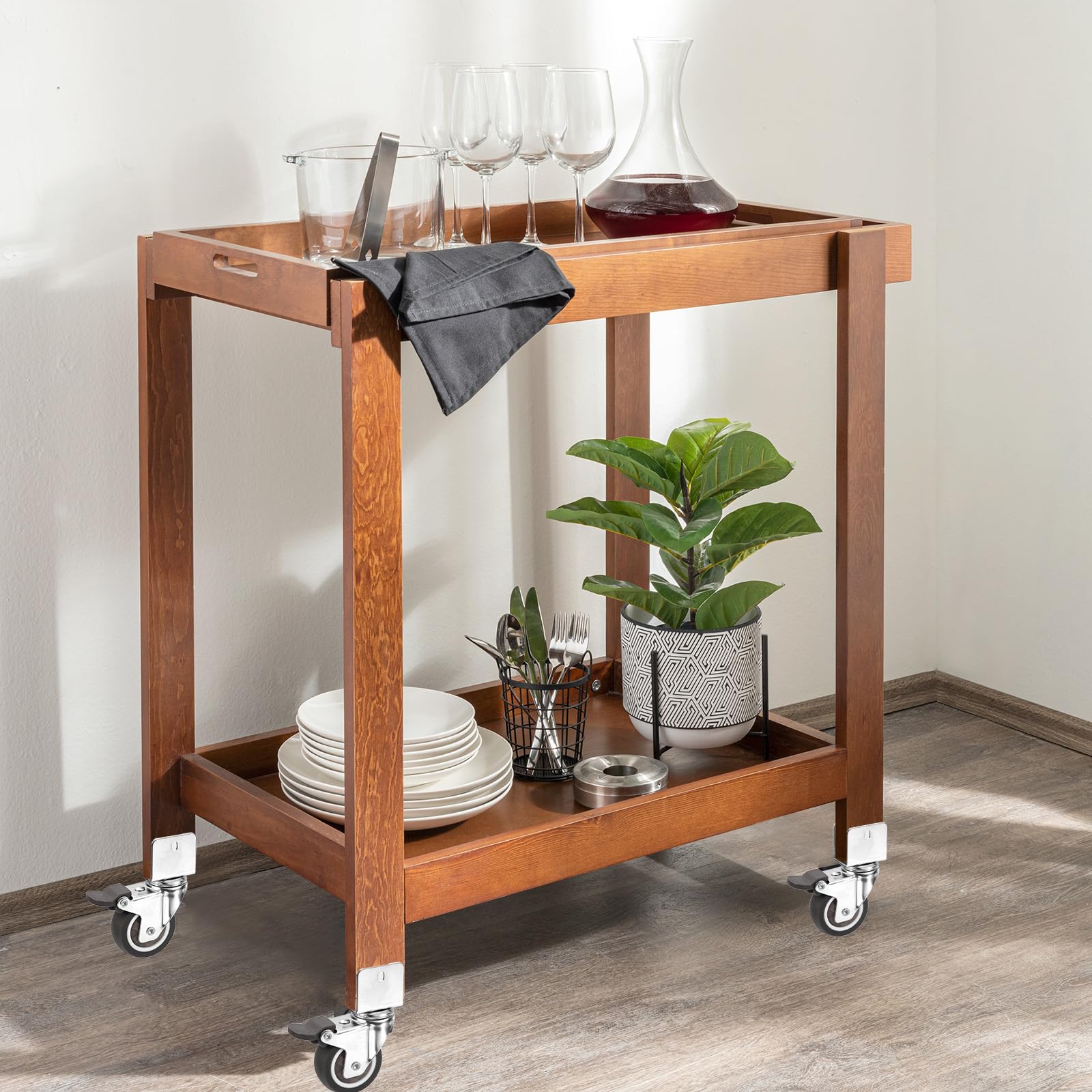 1.5" Ruote girevoli con 1" U Staffa, 4 Set Muto Spostamento Girevole Ruota Totale Carico 165lbs per Armadio Mobili Table(2 con Freno, 2 Senza)
