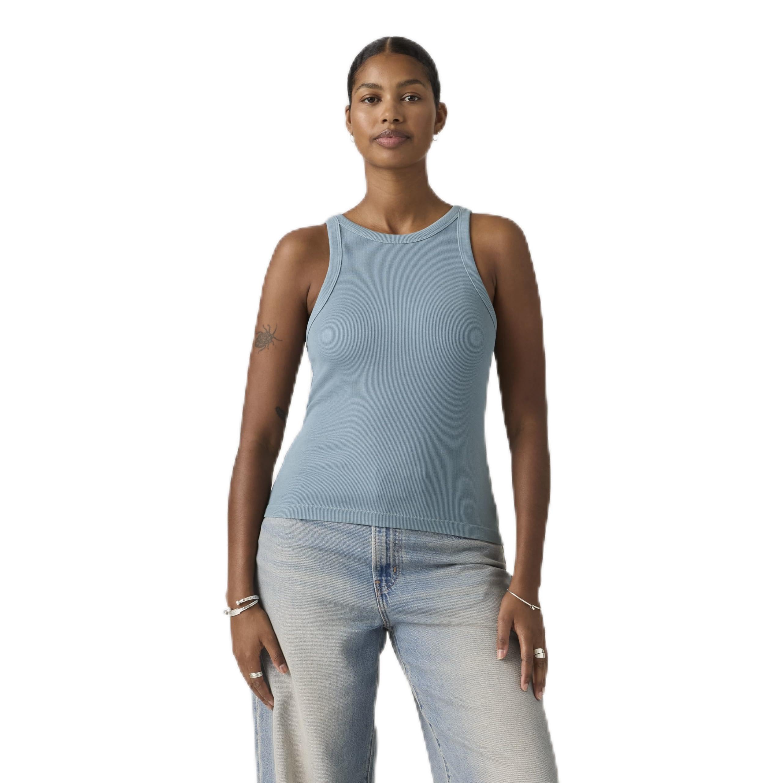 Levi's Women's Tank Top Essential Racer with Stretch, Slim Fit, Blue (Garment Dye Fa191913), XS