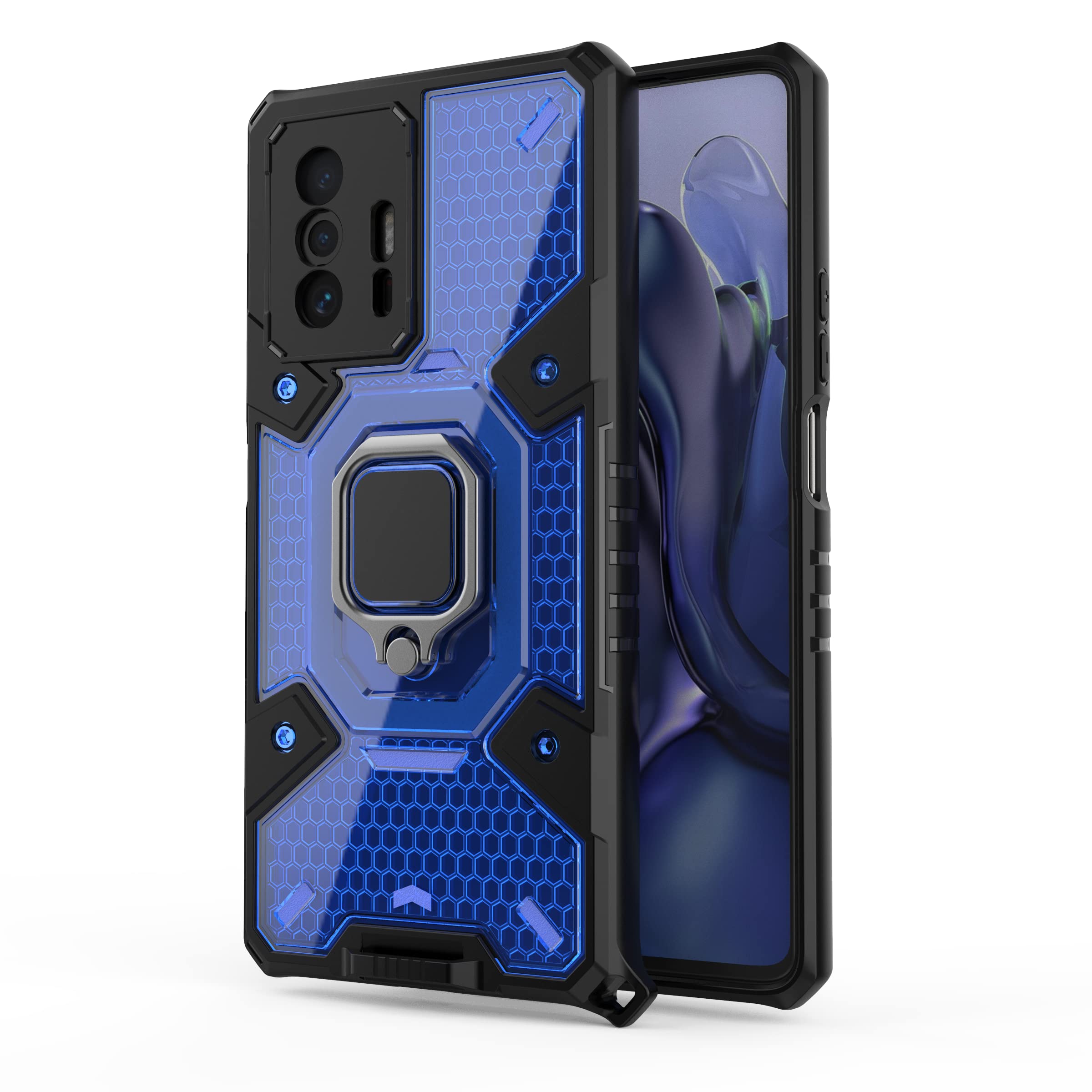 Cover TingYR Per Xiaomi 11T Pro 5G: Custodia Antiurto Con Supporto Magnetico E Funzione Piedistallo, Rossa, Doppio Strato TPU/PC - 3