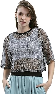 ريفين توب شيفون سهل الارتداء بتصميم عصري منقوش باللونين الاسود والابيض للنساء