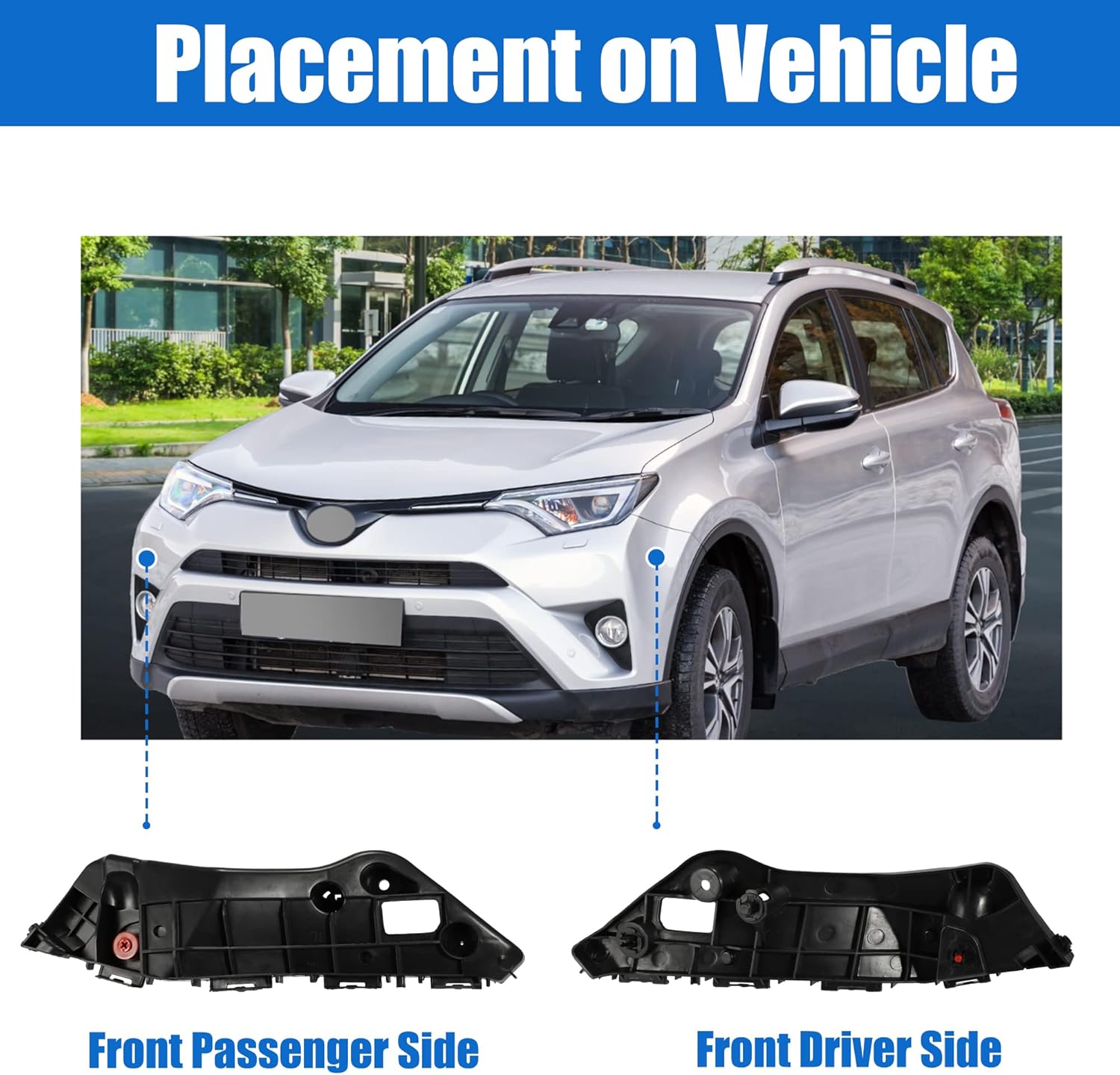 X AUTOHAUX 1 Pair Left and Right Side Front Bumper Cover Support Rail 52536-0R060 52535-0R080 for Toyota RAV4 2016 2017 2018