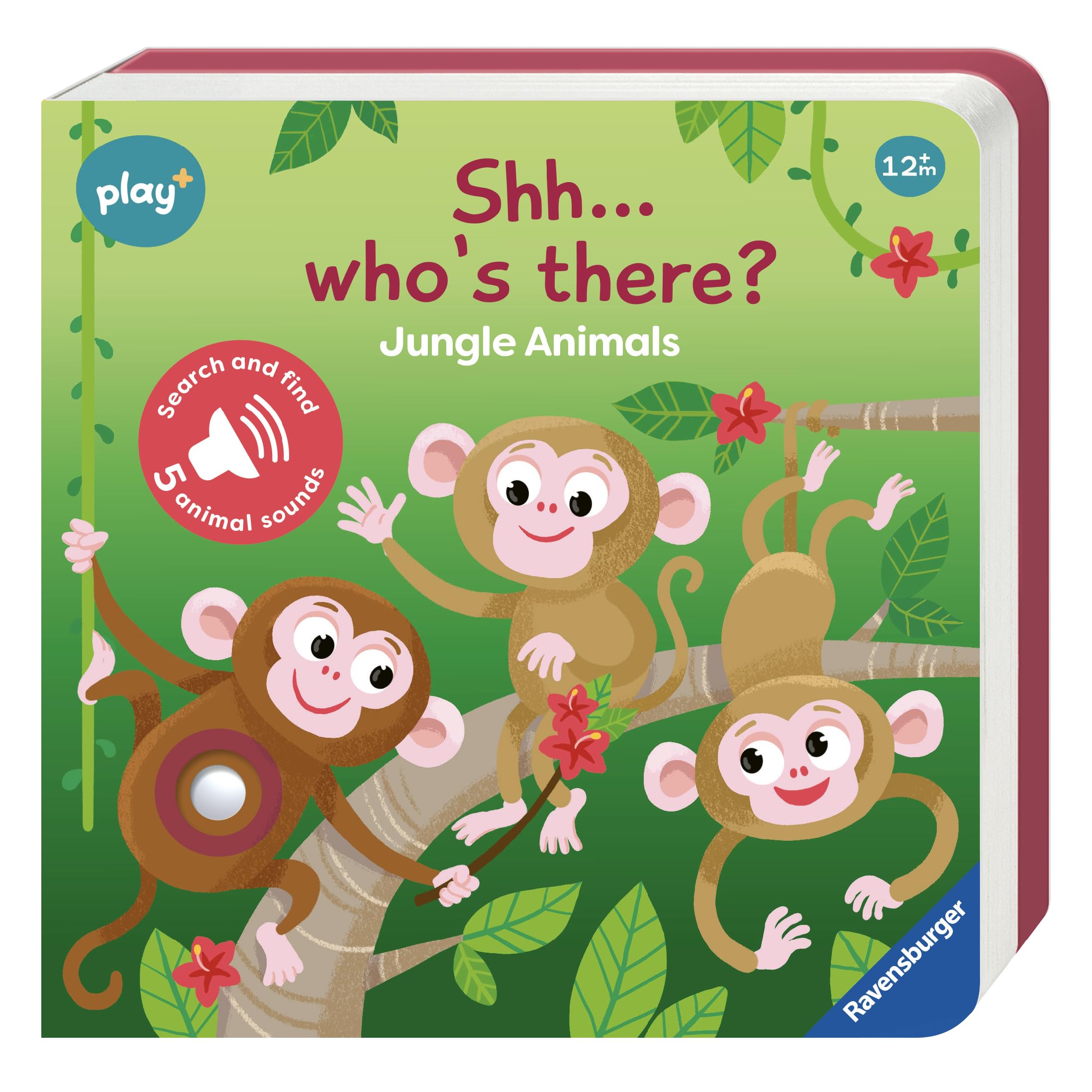 Ravensburger Play+ Shh…Who's There - Jungle Animals - My First Look and Find - Infant and Baby Sensory Book - Toddler Activity and Development Gifts - 12 Months+ (1 Year)