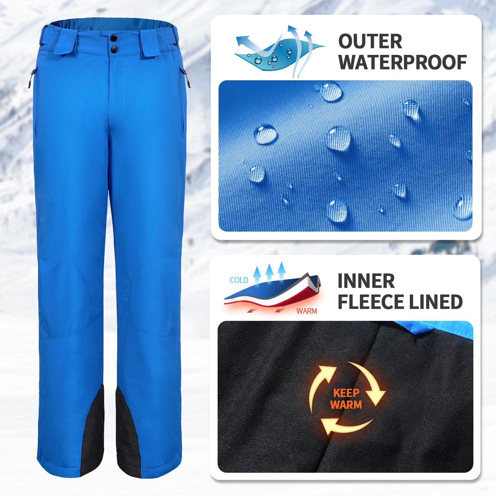 aoli ray Uomo Impermeabili Pantaloni da Sci Pants