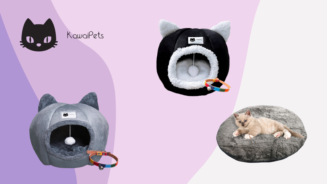 Produktbild von KawaiPets Katzenbett Mit Spielzeug - Flauschige Höhle & Sommerbett