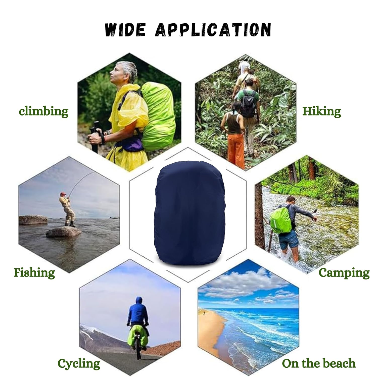 Bag Cover Waterproof 40L to 50L PU Coated Rain Cover for Backpack Bags, Suitable Bags for Laptop, School, Tail, Trekking, Travel Bag with Adjustable Buckle and Storage Pouch (Navy Blue) 24