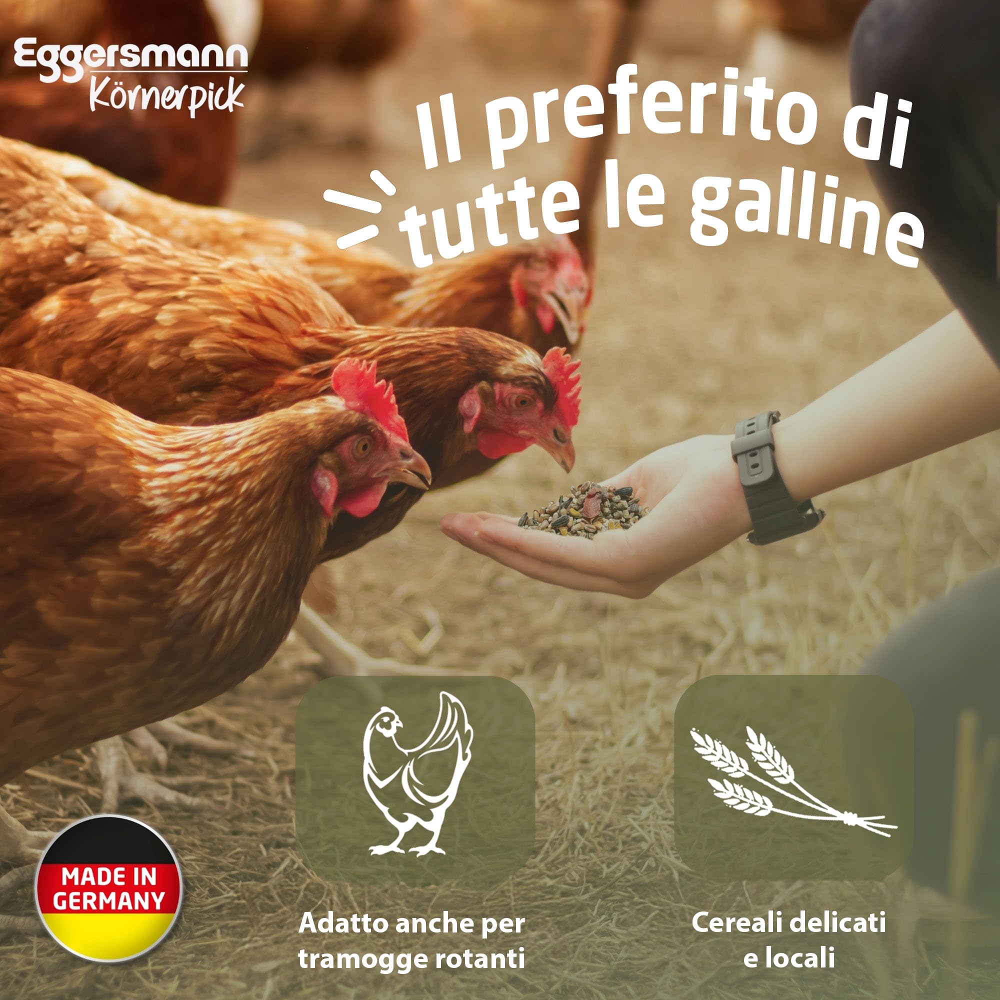 Eggersmann Körnerpick 25 kg di mangime per polli - mix di cereali strutturanti origano - mangime per polli di cereali mangime base per pollame - mix di premium per polli, oche e anatre